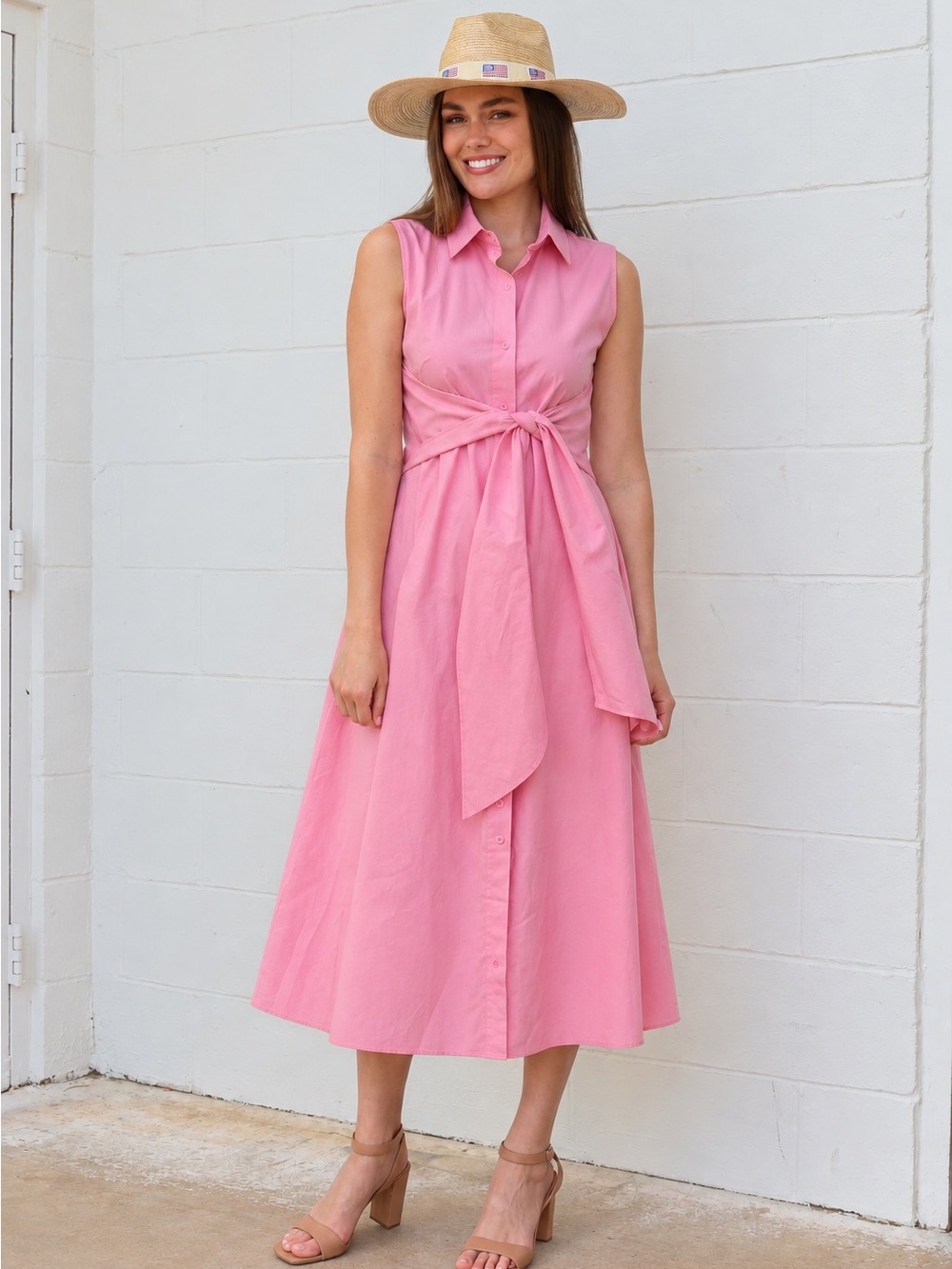 Meet Me in Santorini Louise Poplin Shirt Dress – Pink – Size Medium